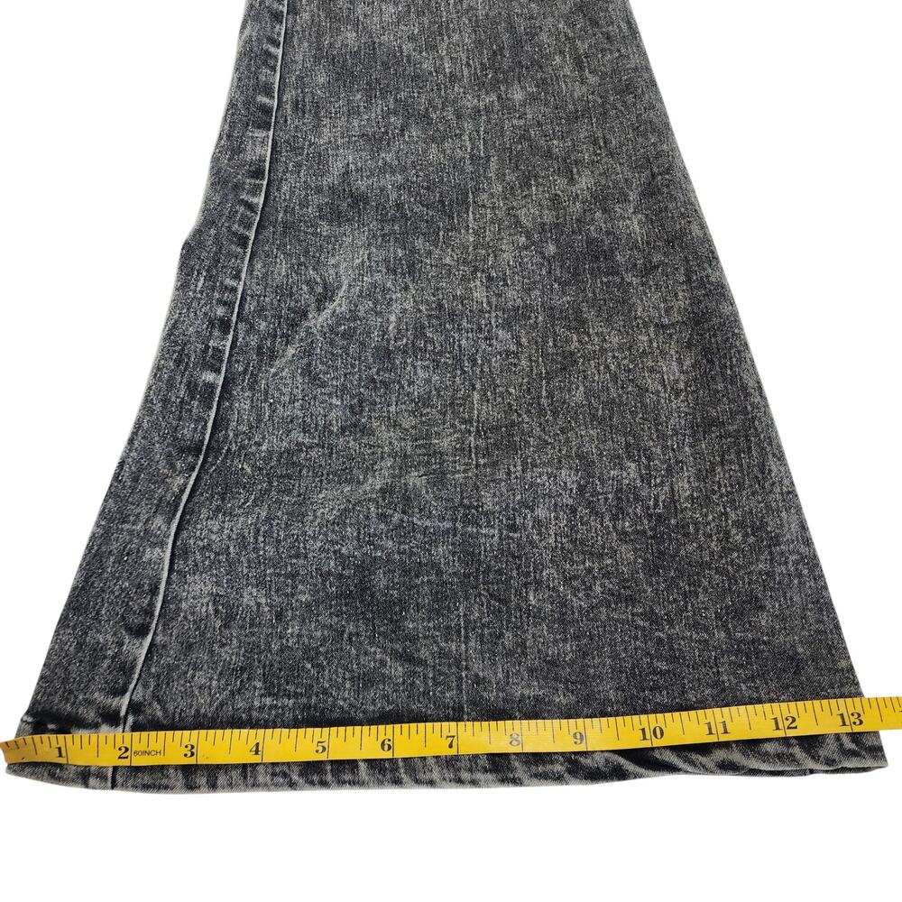 Vici Womens Jonesy Flared Leg Denim Jumpsuit Size Medium Black Acid Wash Ruffle - Picture 14 of 14